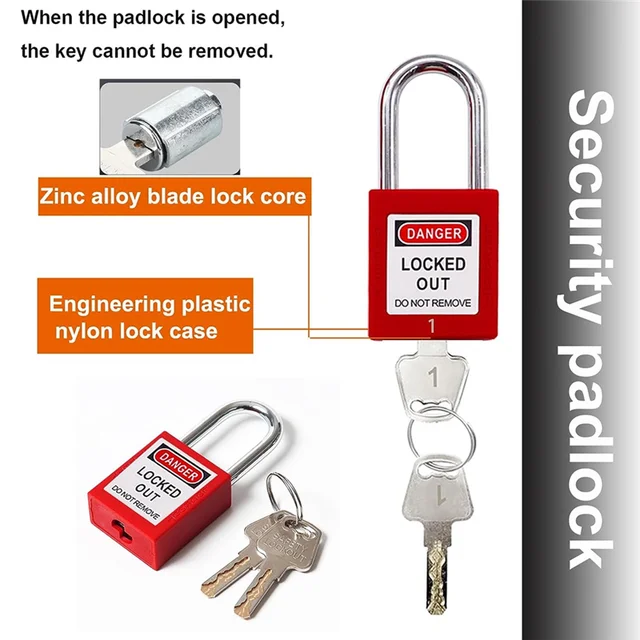 Lockout Tagout Kit, Nylon Ties, Safety Padlocks With Number,Group Lockout Hasps, Universal Kit With Red Pocket Bag Easy To Use 3