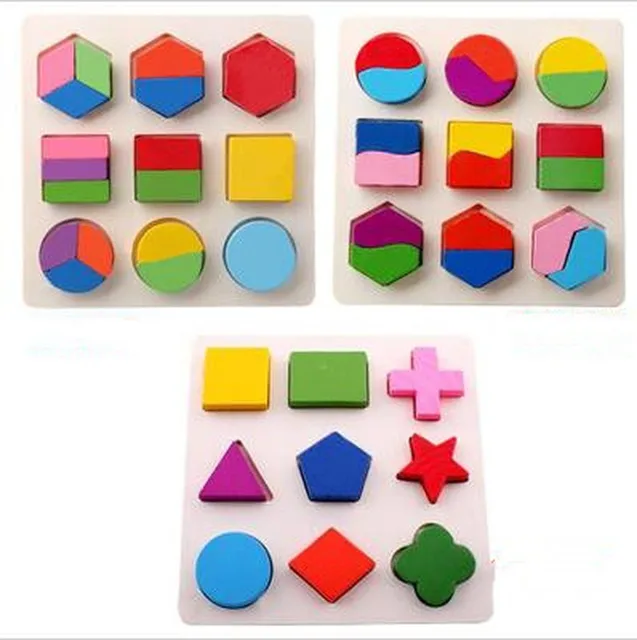 Sale Geometric Shape and Color Matching Toys Wooden 3D Puzzles Baby Montessori Early Educational Learning Toy for Children 5
