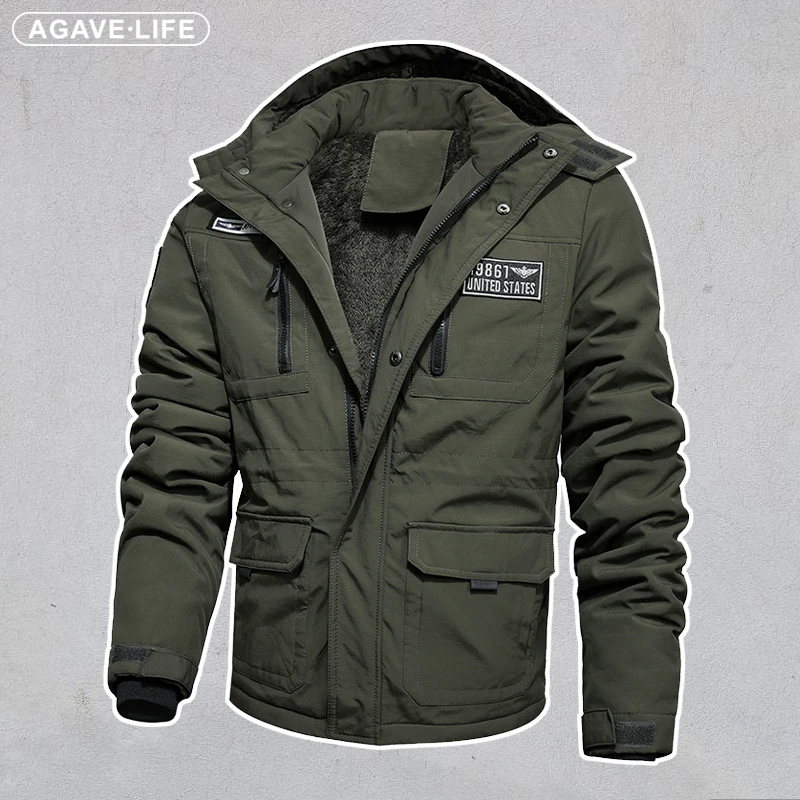 

Army Jackets Mens Bomber Coats Winter Thicken Jacket Men Fleece Thick Warm Hooded Parkas Male Casual Windproof Tactical Jackets