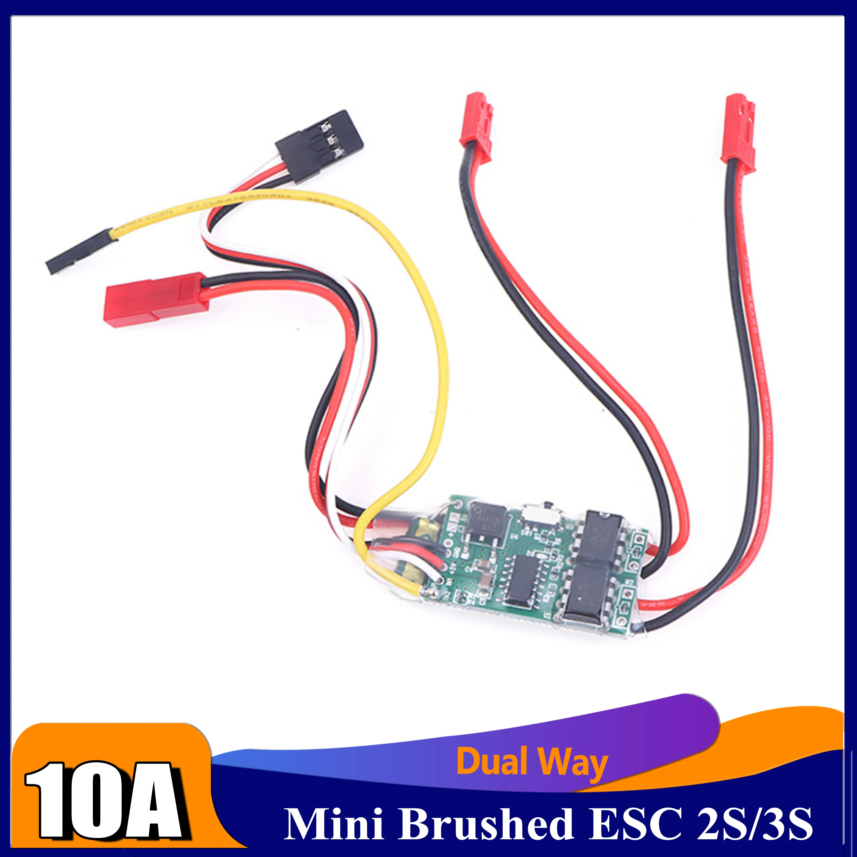 

RC Mini ESC Brushed Dual Way Motor 10A Electronic Speed Controller 2S/3S for 1/16 Car Differential Boat Tank Track Vehicle