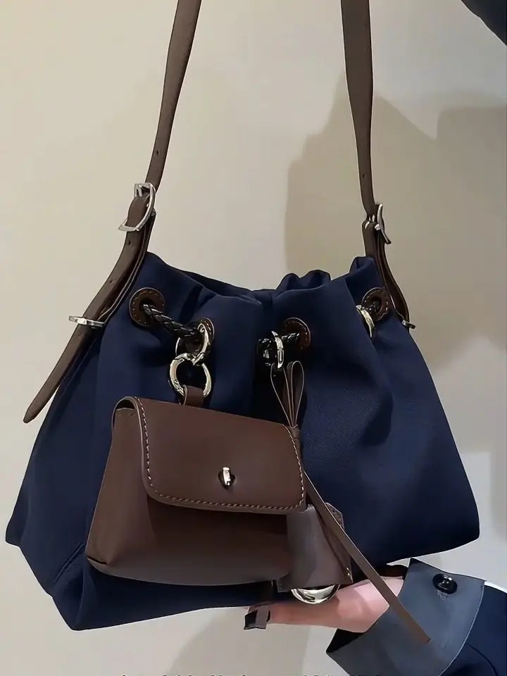 JIAERDI Retro Casual Pocket Blue Messenger Bag Wallet Women Vintage Nylon Chic Casual Crossbody Bags Ladies Y2k Handbag 2025