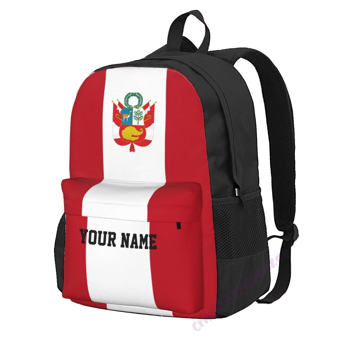 

Custom Name PERU Flag Polyester Backpack For Men Women Travel Bag Casual Students Hiking Travel Camping