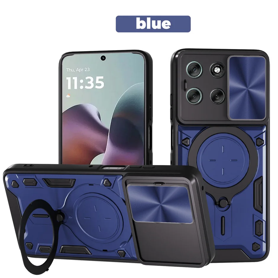 Enhanced Metal Ring Camera Protect Case with Rotating Holder and Armor Design