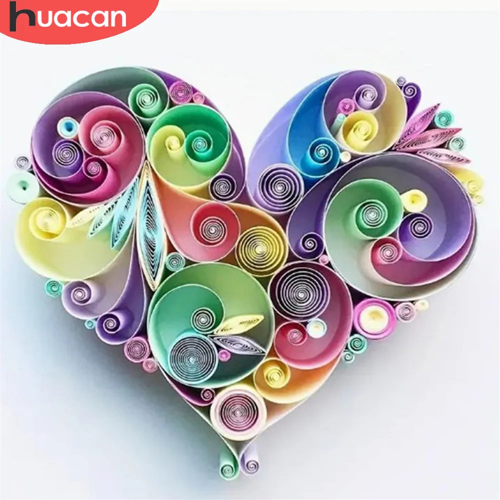 HUACAN Diamond Painting New Collection Heart Full Square/Round Drill Mosaic Flower Home Decor diamond painting