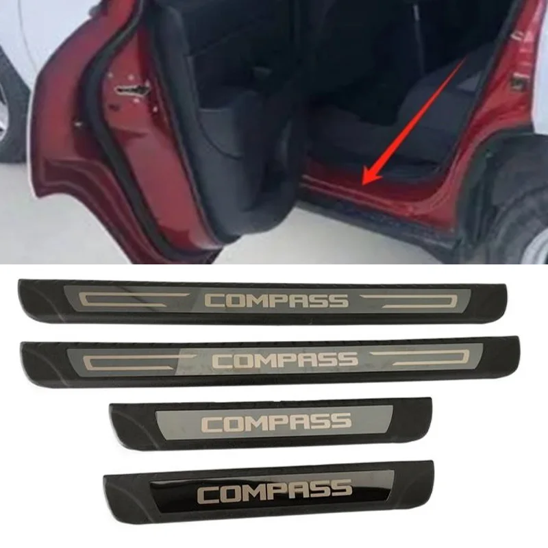 4 teile/los Kunststoff Edelstahl für 2017-2021 Jeep Comprss Auto Auto Türschwelle Pedal Scuff Platte Dekoration Abdeckung