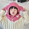 Korean Cute Bear Ear Baby Hooded Hat Winter Warm Knitted Ear Protection Balaclava Cap For Kids Girls Boys One Piece Scarf Cap 1