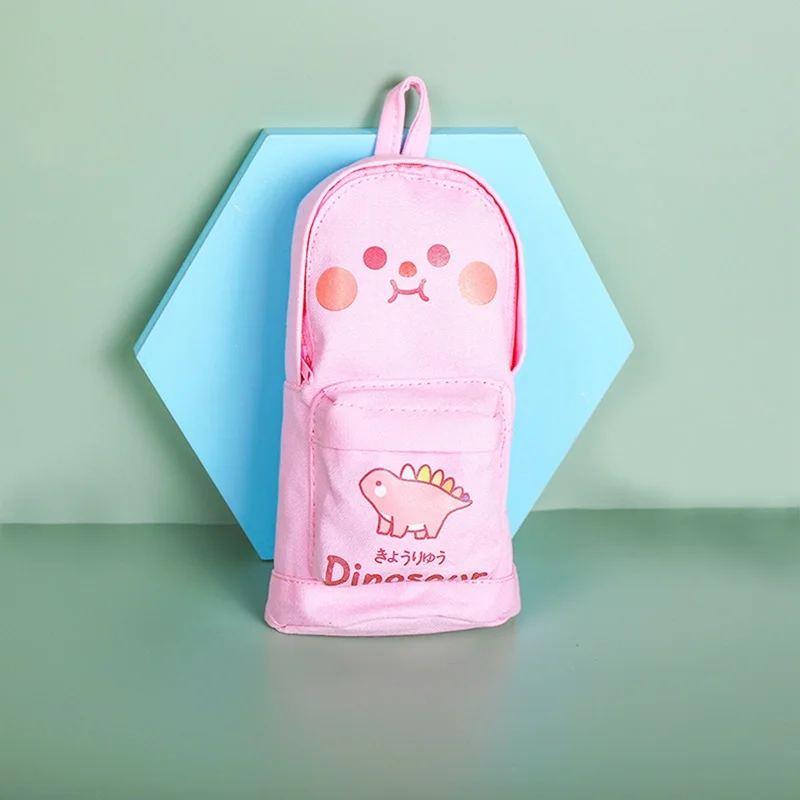 

Girls Boys Dinosaur Pattern Large Capacity Pencil Case Portable Canvas Multifunctional Stationery Organizer Pouch Storage Bag