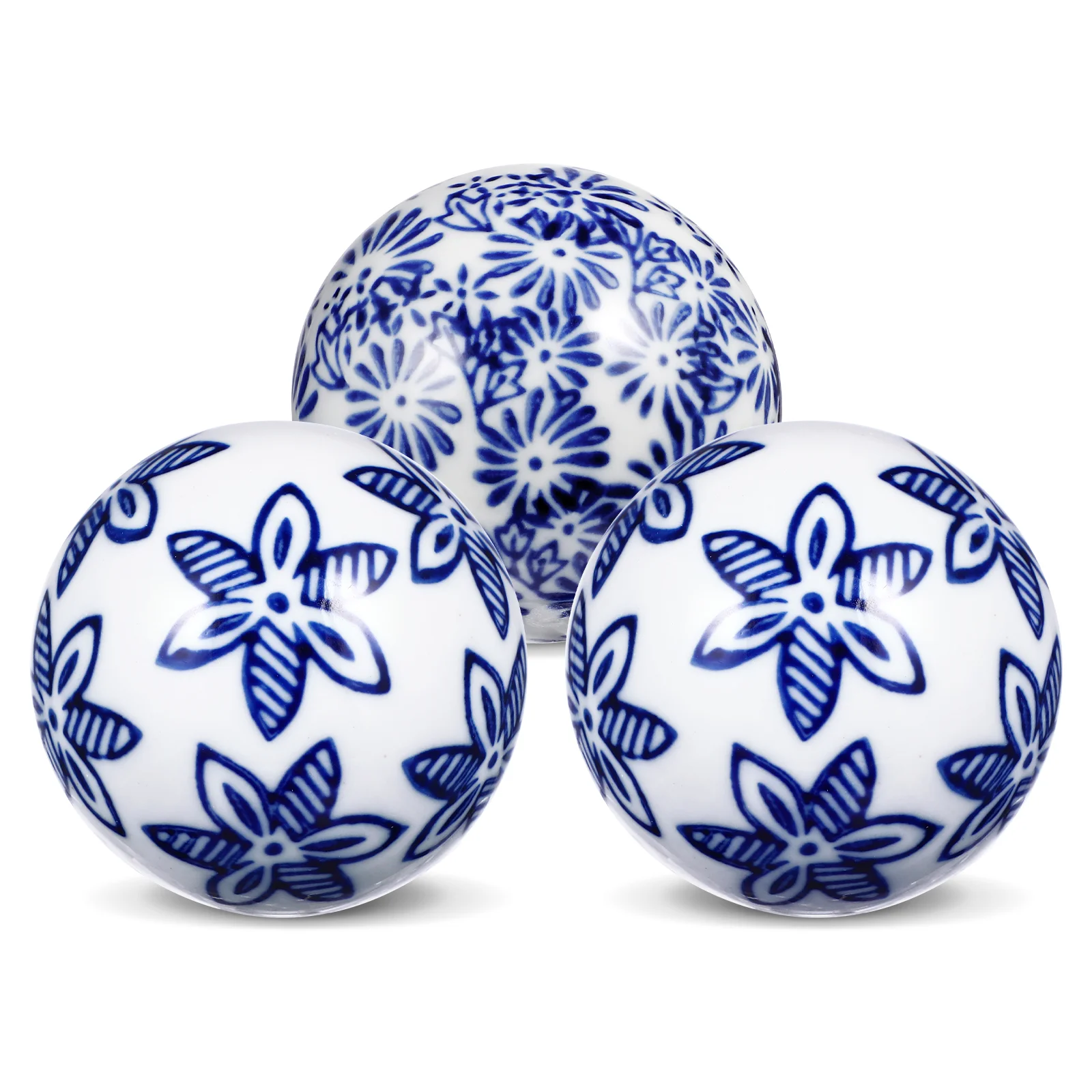 

Ceramic Decorative Ball Blue White Porcelain Floating Orbs Spheres Centerpiece Set Home Decor