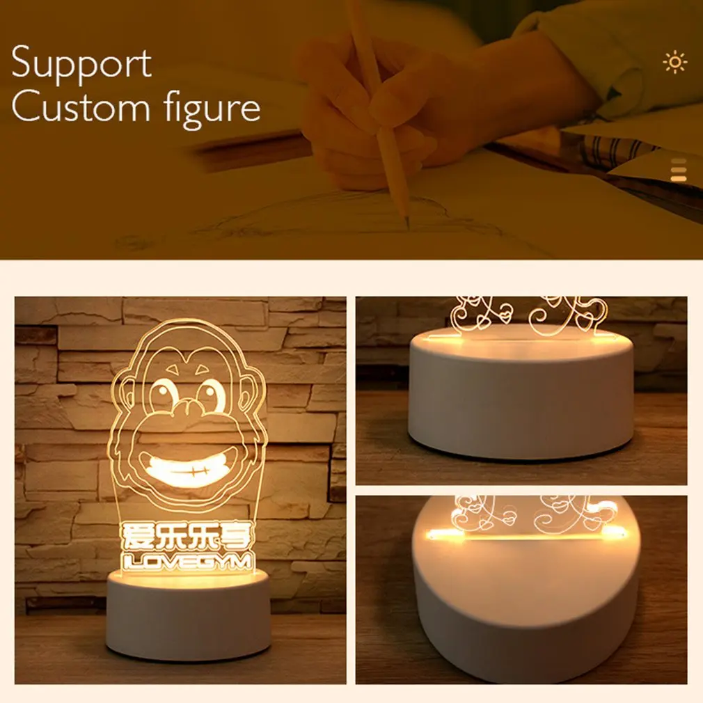 

Night Light Base Touch Bases Acrylic Colorful Remote Controller 3D Night Lamps Household Soft Lights Lighting Tool