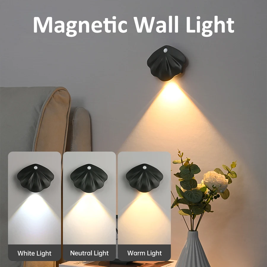 Auto Motion Sensor Night Light-Unique Design, Magnetic Mount, 3 Light Colors, USB-C Charging For Bedroom Mini Bedside Lamps