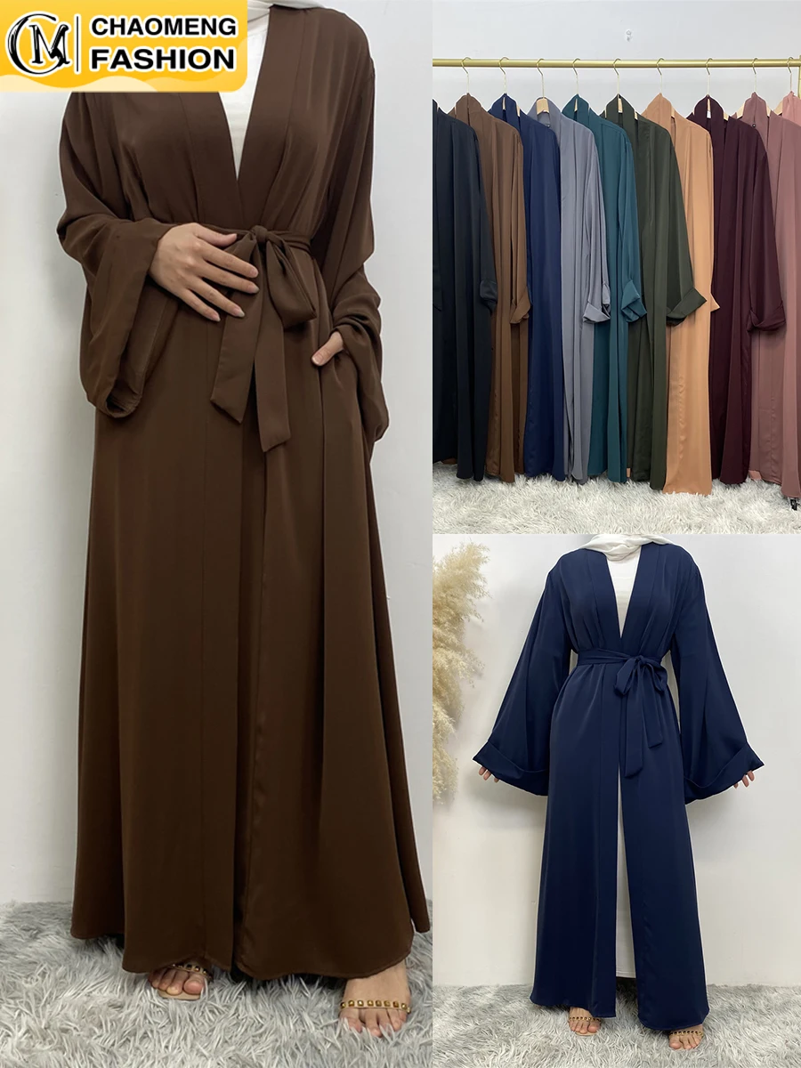 Chaomeng Ramadan Simple Open Abaya Dubai Turkey Kaftan Muslim For Women Kimono Modest Robe Femme Caftan Marocain Islam Clothing