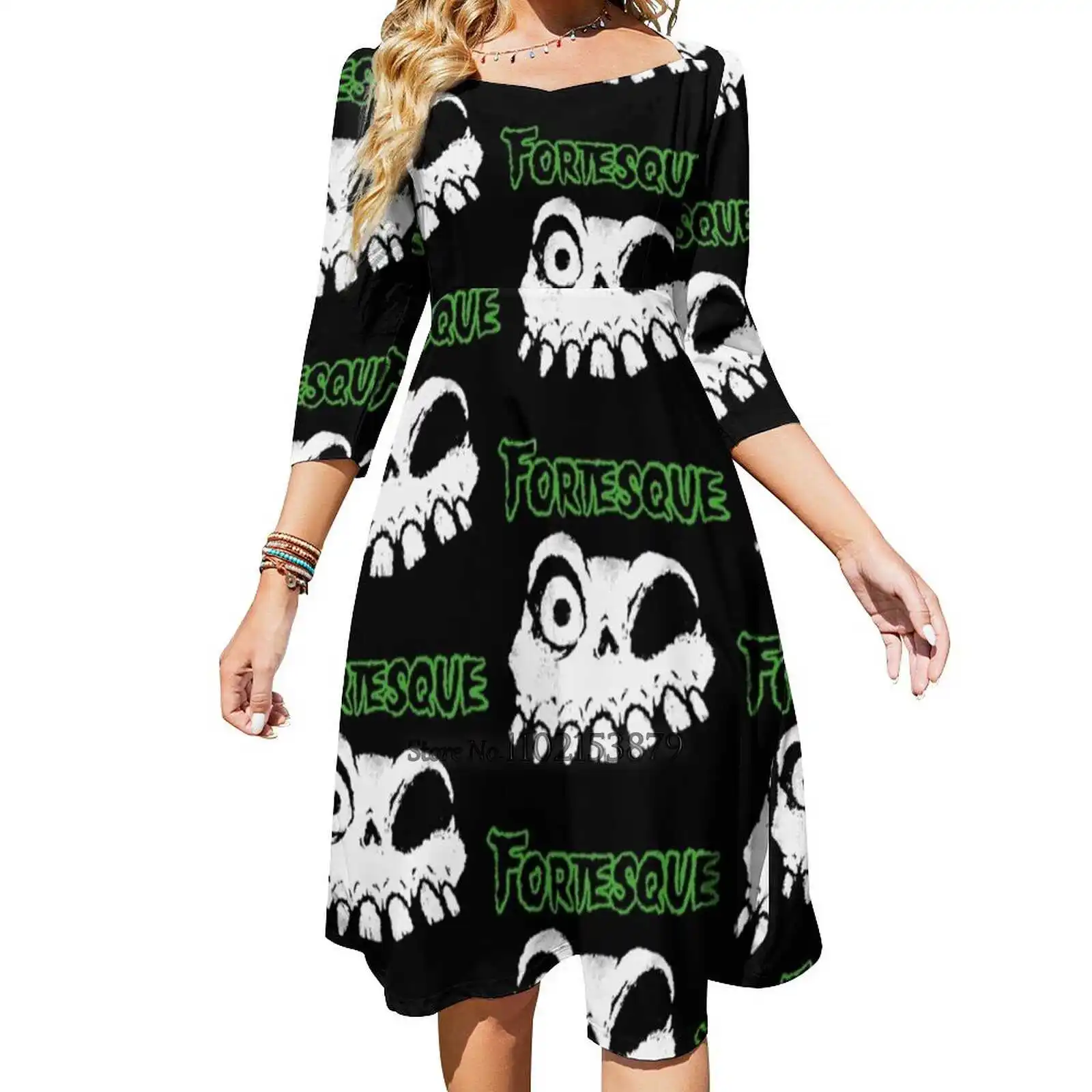 Fortesque Back Lacing Backless Dress Donna Kawaii Square Collar Dress 6Xl Medievil Ps1 Music Band Parody Mashup Daniel