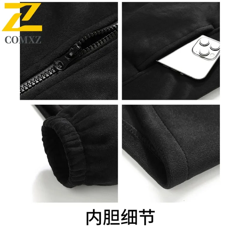 COMXZ Casual Hooded Mens Jacket Thickened Snow Skiing Windproof Warm Parka Fashion Lightweight Cold Resistant Winter Zipper Coat