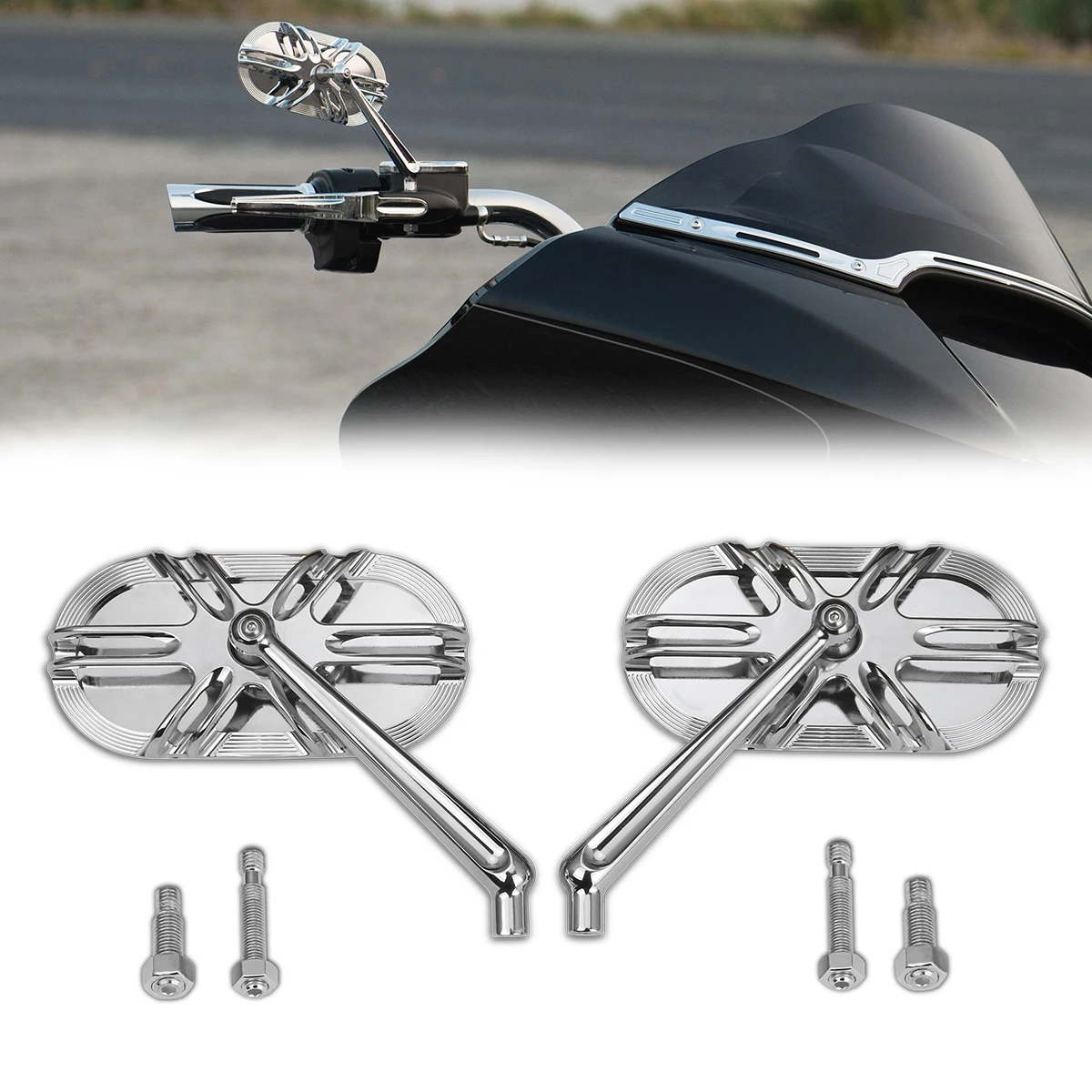 할리 여행용 FLH dyna softail fatboy heritage sportster iron XL 883 1200 용 CNC 콘트라스트 컷 크로메이트 리어 뷰 사이드 미러
