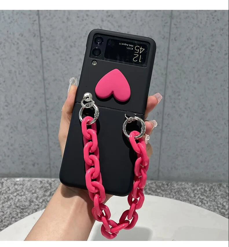 Custodia Per Telefono Con Catena A Mano Con Bracciale Semplice Per Samsung Galaxy Z Flip 3 4 Zflip4 5 Cover