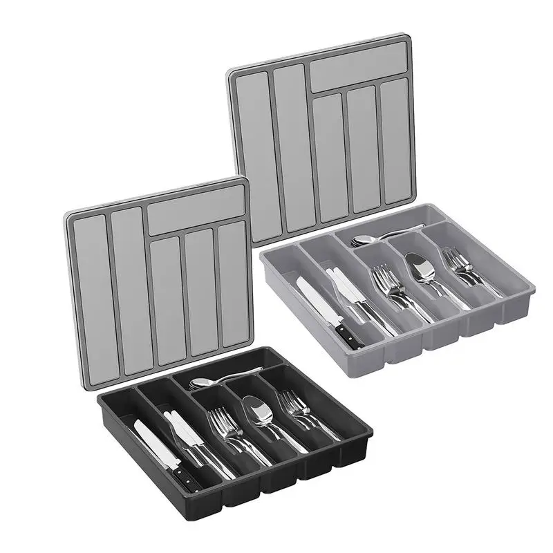 Kitchen Cutlery Storage Box Knife Holder Plastic Tray Fork Spoon Divider Drawer Box Tableware Organizer Kitchen Drawer Organizer 6