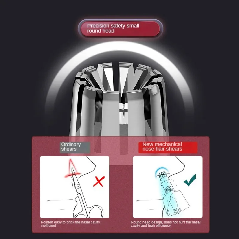 Washable Portable Ear Hair Trimmer Cleaning Without Rusting Painless Nose Hair Removal Men'S Portable Electric Shaver Low Noise