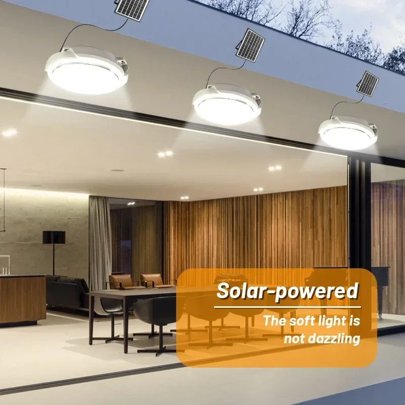 60W-500W LED Solar Ceiling Lights Outdoor Waterproof Solar Light with Remote Control Corridor Garden Zero Power Consumption Hot 4