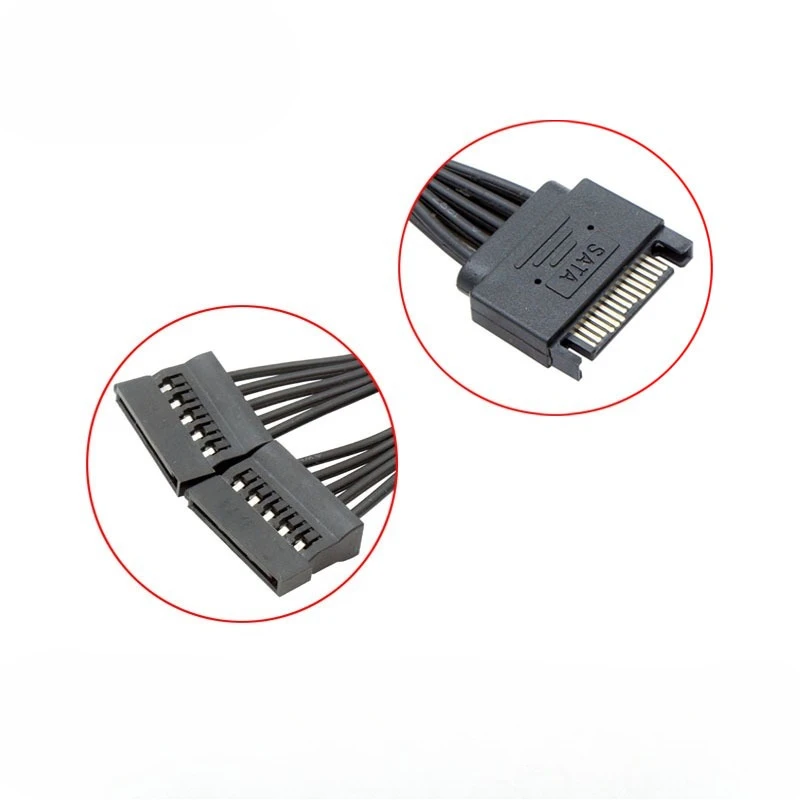 SATA 전원 분배 케이블 SSD HDD 하드 전원 케이블 SATA 15핀 수컷에서 2개 암컷 전원 Y-스플리터 연장 케이블
