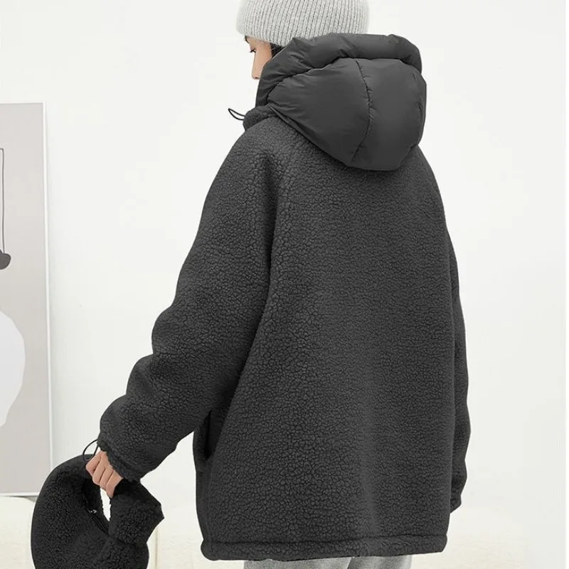 Women White Duck Down Jacket Winter Coat Female Checkerboard Temperament Warm Parkas Thick Short Outwear Fashion Hooded Overcoat