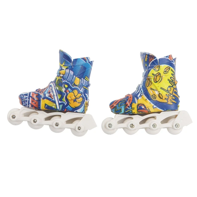 1 Pair Mini Finger Skate Shoes Toys Finger Roller Mini Inline Skates Kids Gift Finger Toy Skate Shoes 1