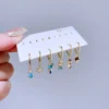 1 Set Mixed Design Frozen Cartoon Huggie Hoop Earrings for Women Gold Color Plated Cubic Zircon Jewelry 4