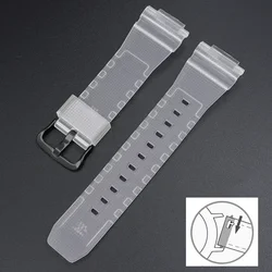 Durable Quick Release Waterproof Men's Rubber Watch Strap - 16mm Resin Replacement Band - 16mm (Half transparent bla)