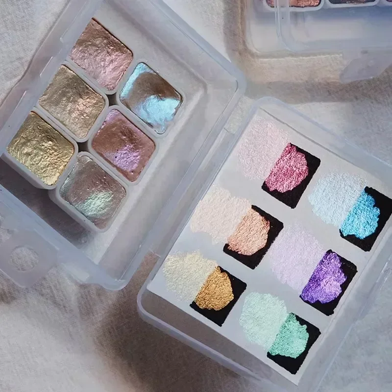 6-12 colors Nail Solid Pigment Watercolor Blue Purple Green Manicure Decor Metallic Draw Smudge Glitter Watercolor Nail Pigment