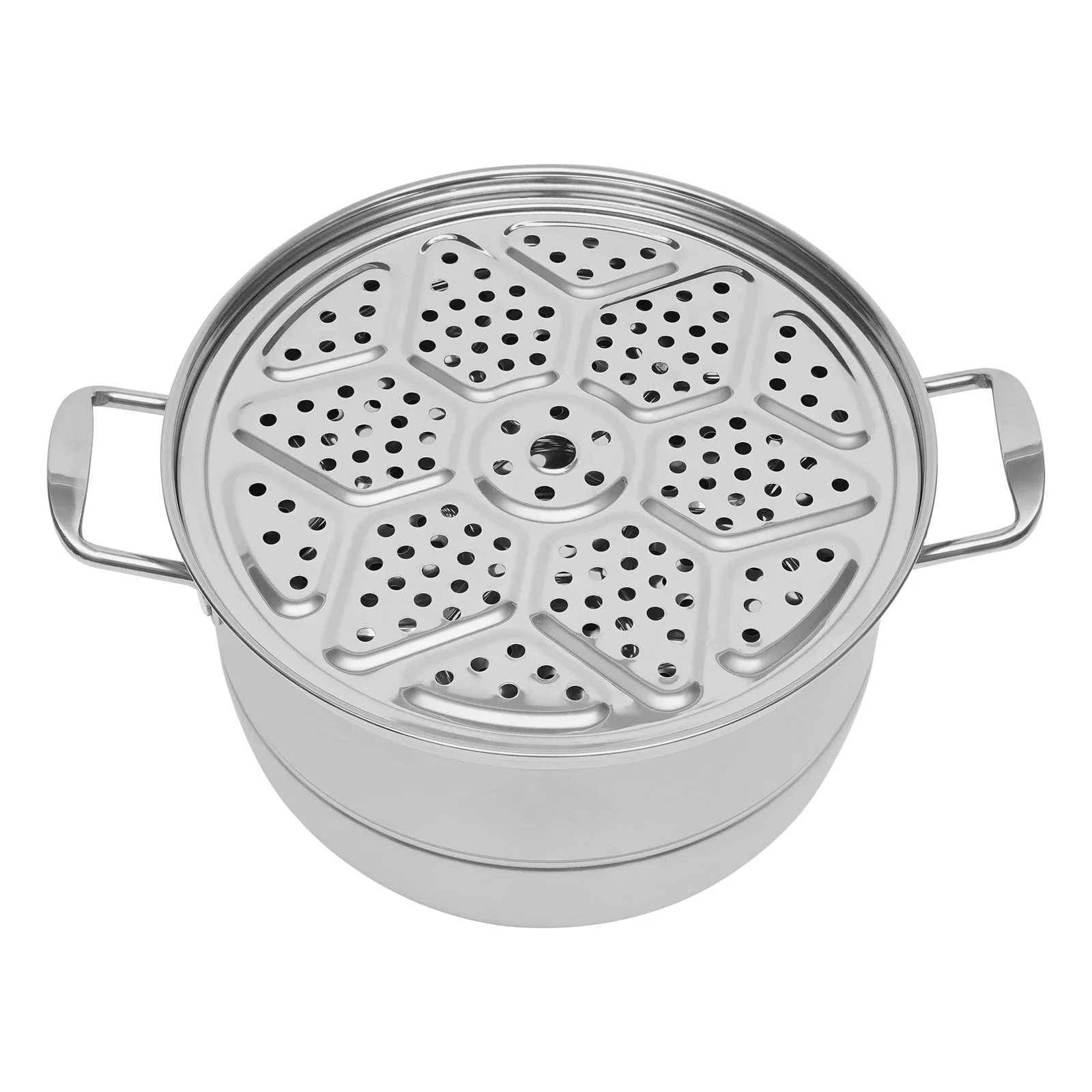 BYMAOCAR 304 Edelstahl-Dampfgarer – stapelbar, 5 Stufen mit Glasdeckel – Durchmesser 32 cm – rostfrei – Detail 4