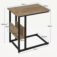 WOLTU Table basse en forme de C Table d'appoint de conception industrielle avec espace de rangement Table de canapé Table de chevet mince pour salon chambre 6