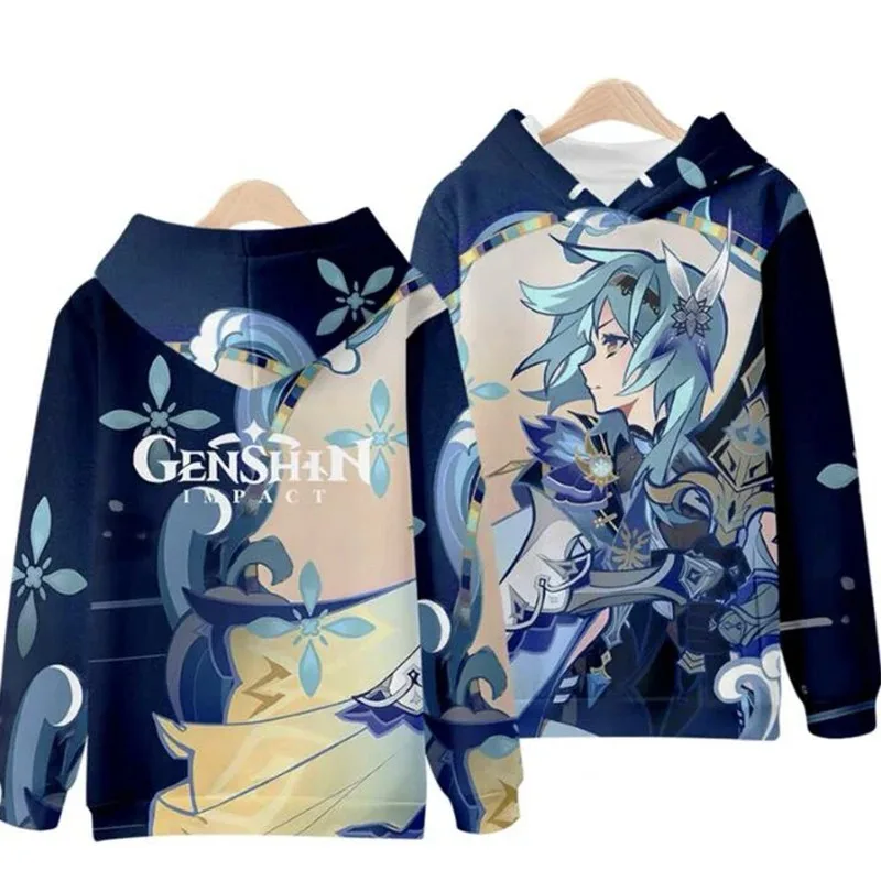 Genshin Impact Eula Lawrence Kawaii 3D Hoodie Animation Jogo Dos Animation Desphos Das Mulheres Dos Homens Com Capuz de Manga