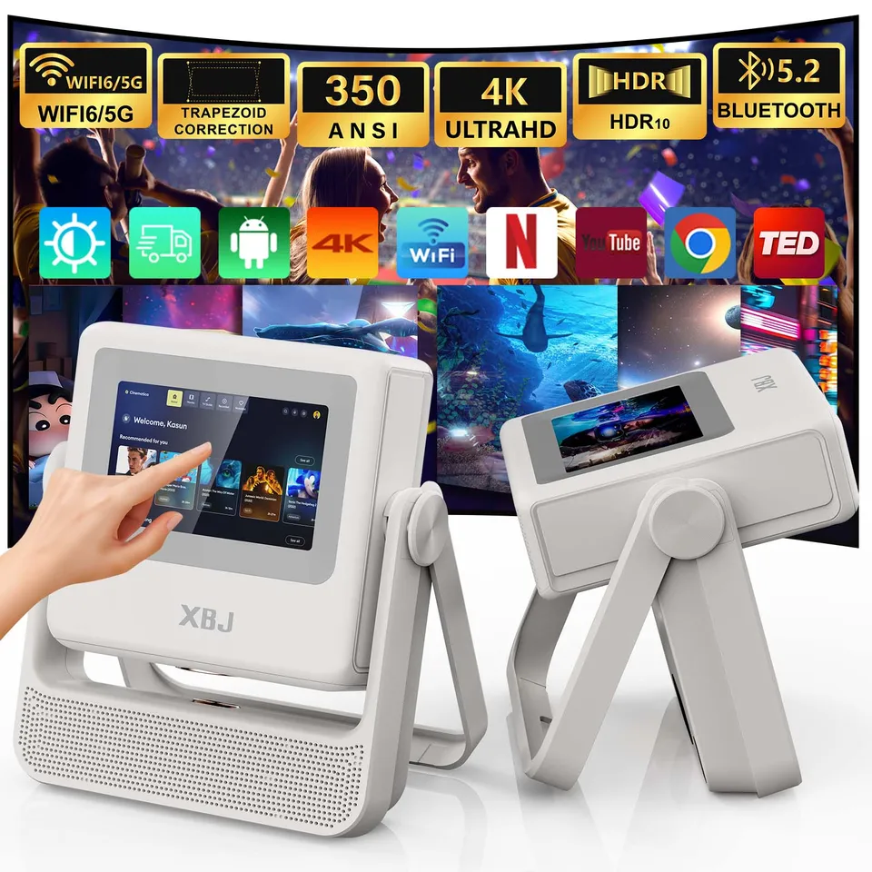 XBJ Smart Touch Screen Portable Projector Support 4K Wifi 6