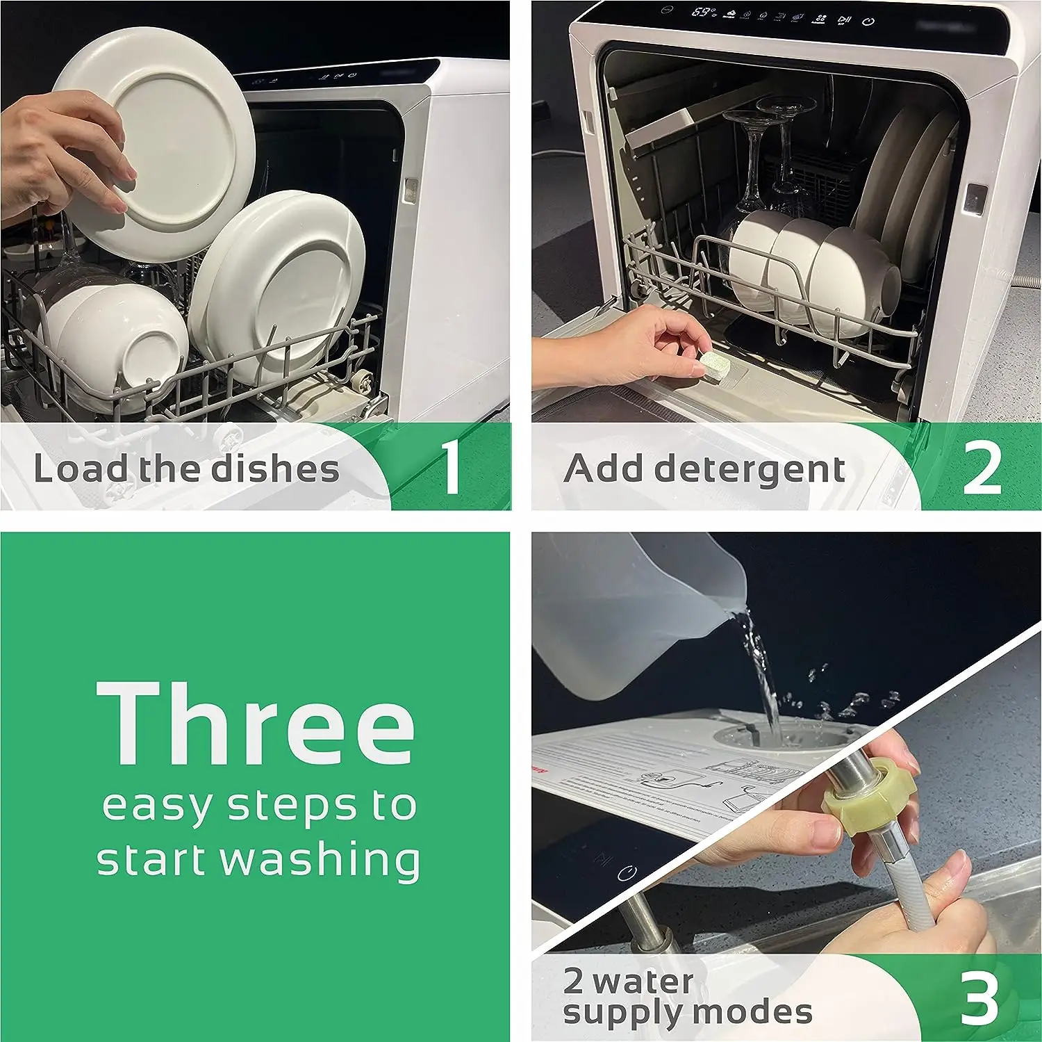 Countertop Dishwasher, 5 Washing Programs Mini Dishwasher with 5L Built-in Water  Tank & Inlet Hose, Baby Care & Fruit Wa - AliExpress