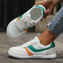 Women's Versatile Minimalist Barefoot Shoes - Soft Sole, Breathable, Comfortable, Casual Sneakers - 38 (White Green)