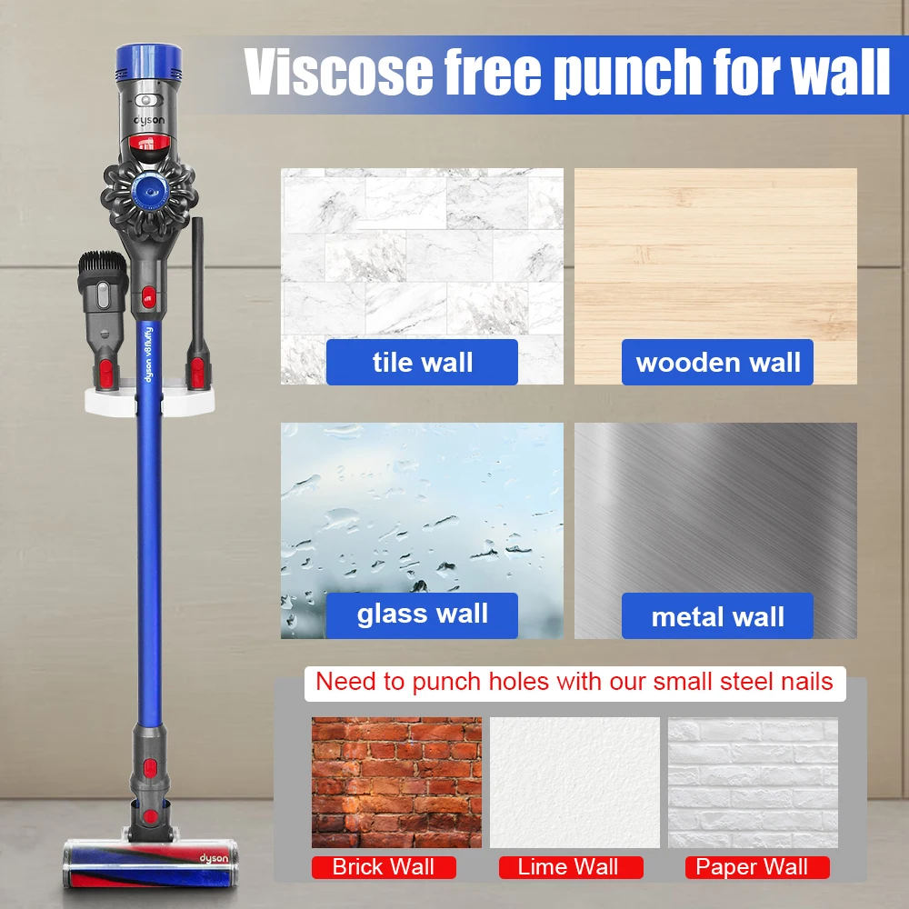 Hoogo Orga-nicer ST007 | Soporte Universal Para Aspiradora Inalámbrica Con Tubos De Succión De 32 – 46 Mm De Diámetro, Fácil Montaje Sin Taladrar | Soporte De Suelo Con Batería