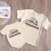 Big Bro Little Bro Printed Family Matching Outfit Shirt Retro Sibling Tee Tops Brother Sister T-shirt Baby Large Bubble Romper 1