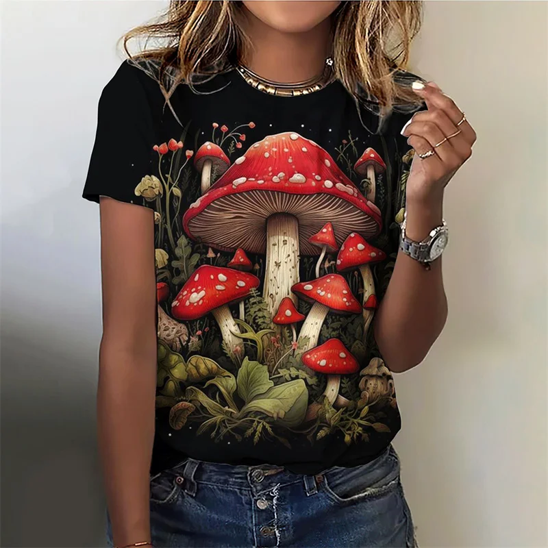 Maglietta Donna Fungo Vintage | Simpatico Motivo Stampe | Manica Corta Girocollo | Taglie S-2XL