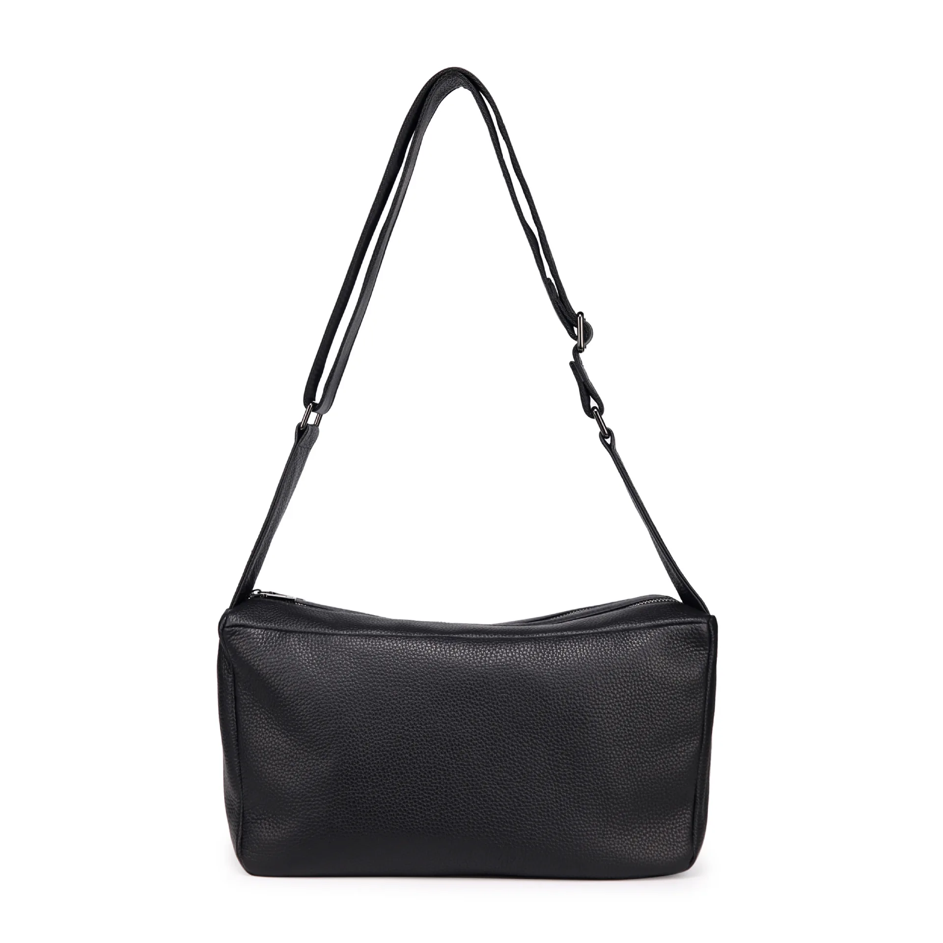 

Women's bag casual top layer cowhide diagonal cross bag soft leather multi zipper pocket bag