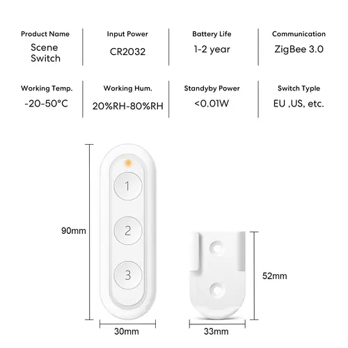 LoraTap ZigBee 3.0 Wireless 14 EU US Push Button Remote Tuya Scene Automation Control Switch Smart Life App Hub Need - Image 5