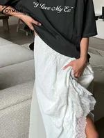 Oymimi Fashion White Lace Skirts For Woman Casual High Waisted Loose Skirts Streetwear Elegant Solid Ankle-Length Skirts Female - Image 2