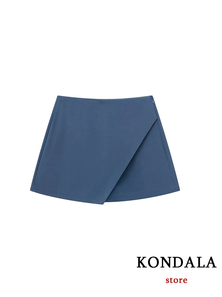 KONDALA Women Fashion 2023 Casual Mini Asymmetrical Skirts Shorts High