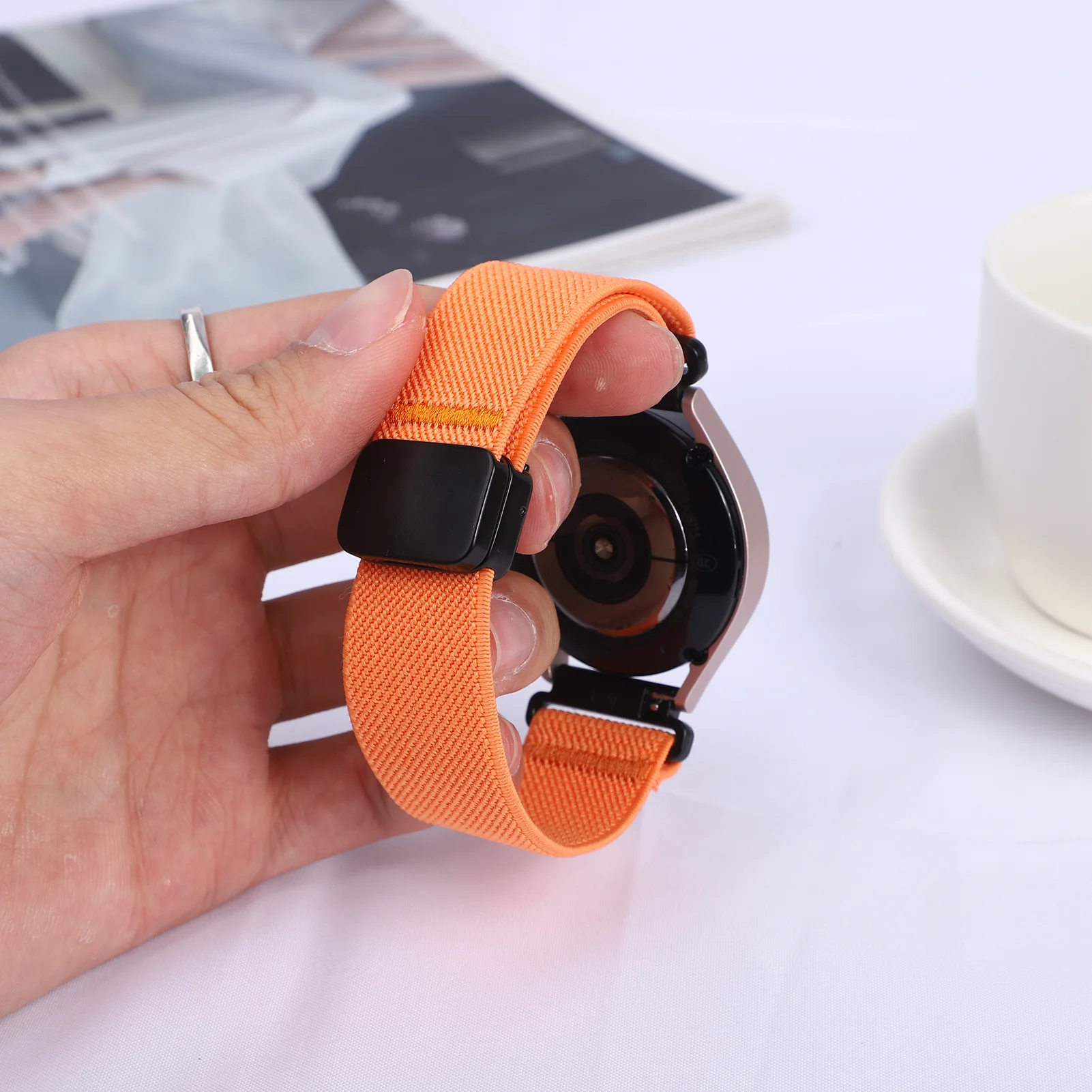 Universal 22mm Elastic Magnetic Nylon Loop Watch Band - Premium Replacement Strap Accessory