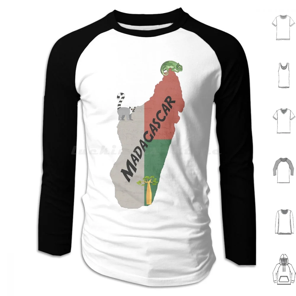 Felpe Con Cappuccio Madagascar Manica Lunga Madagascar Isola Africa Antananarivo Malagasy Chameleon Lemur Baobab