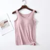 2024 Women's Tank Tops With Built In Bras 2024 Summer Solid Color Sleeveless Basic Vest One-piece Sport Bra Plus Size Camisole 2