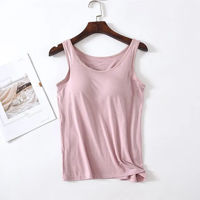 2024 Women's Tank Tops With Built In Bras 2024 Summer Solid Color Sleeveless Basic Vest One-piece Sport Bra Plus Size Camisole 2