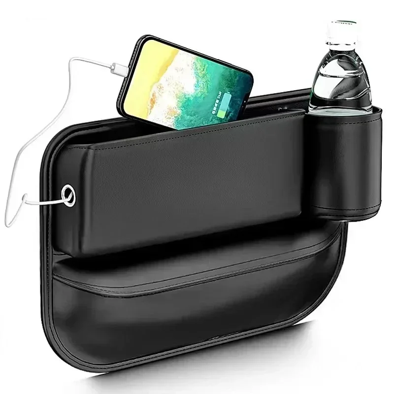 2 Styles Car Seat Gap Storage Box Stylish Design Durable Leather Cup Holder Gap Bag for Phones Glasses Keys Cards