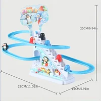Penguin Race Set Penguin Slide Playset LED Flashing Lights Racing Track Game Set Penguin Stair Climbing Toys Kids Holiday Gift 2
