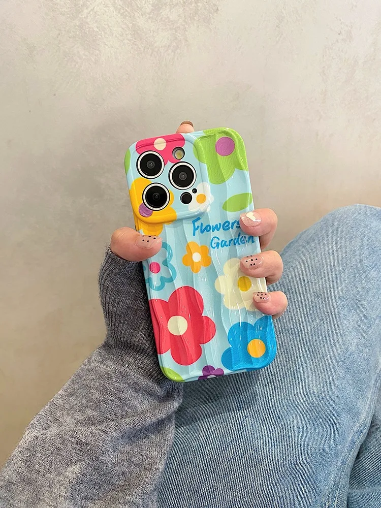 Stylish Flowers Wave Glossy Case For iPhone