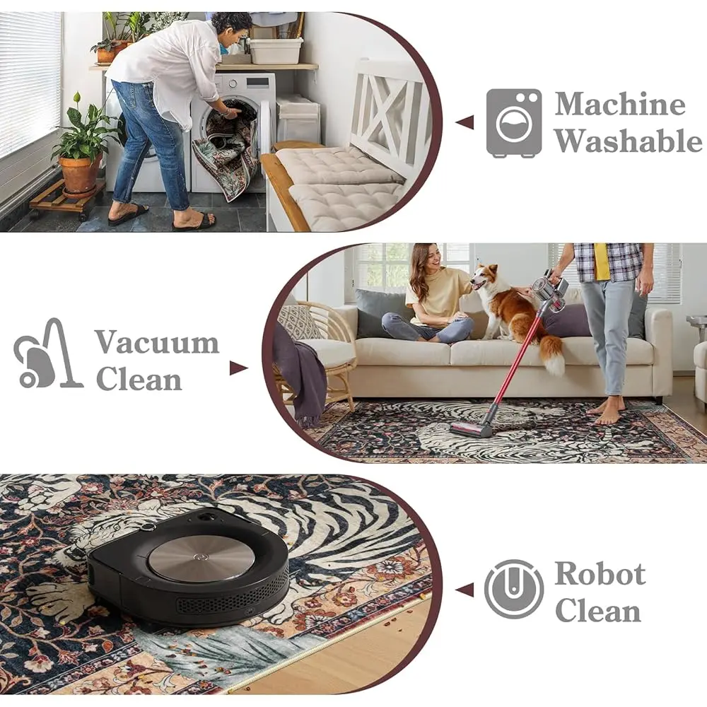 5×7 Washable Vintage Tiger Area Rug 4