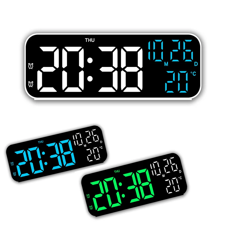 Wall Clock Digital Alarm Clock LED Temperature and Date Week Display Night Mode Table 12/24H Electronic LED Alarm Clocks digital wall clock